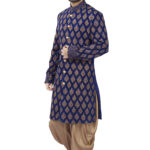 Royal Blue Embroidered Sherwani Set