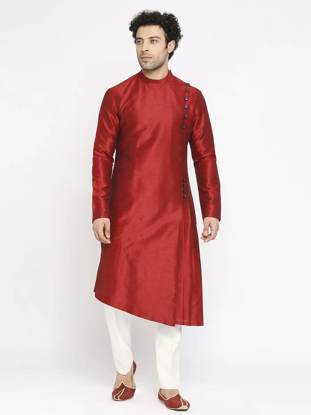 Cherry Red Drape Kurta Set