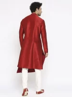 Cherry Red Drape Kurta Set - Image 2