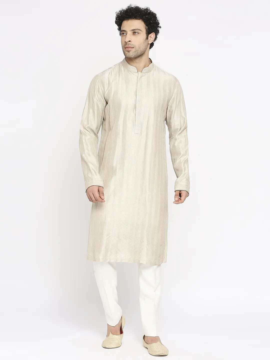 Cement Pintuck Kurta Set