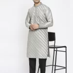 Grey Slant Pintuck Kurta Set