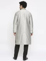 Grey Slant Pintuck Kurta Set - Image 3