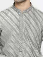Grey Slant Pintuck Kurta Set - Image 2