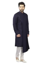 Midnight Blue Drape Kurta - Image 3