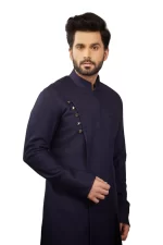 Midnight Blue Drape Kurta - Image 2