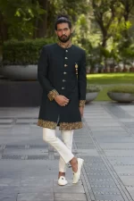 Bottle Green Sherwani Set