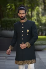 Bottle Green Sherwani Set - Image 2