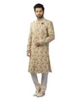 Floral Cream Sherwani Set