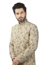 Floral Cream Sherwani Set - Image 2