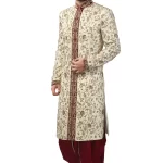 Ivory Maroon Sherwani Set
