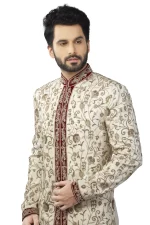 Ivory Maroon Sherwani Set - Image 2
