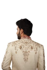 Ivory Maroon Sherwani Set - Image 3