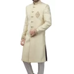 Light Cream Jacquard Sherwani Set