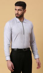 Grey Self-Paisely Shirt