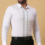 White Shirt with Green Accents