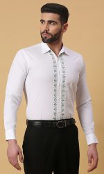 White Shirt with Green Accents