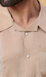 Camel Brown Linen Shirt - Image 2