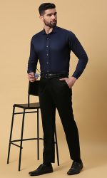 Navy Blue Tuxedo Shirt - Image 3