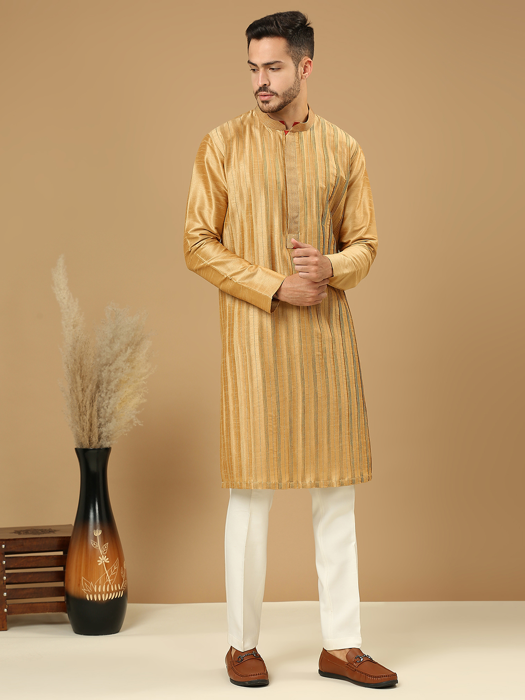CK2229 (1) Gold Kurta Set - Image 1
