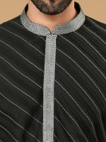 Black Kurta With Slant Pintucks - Image 2