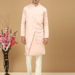 Pink Drape Cross Kurta Set