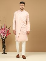 Pink Drape Cross Kurta Set