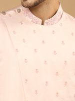 Pink Drape Cross Kurta Set - Image 2