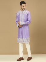 Lilac Embroidered Kurta Set - Image 3