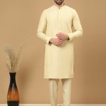Beige Diamond Threadwork Kurta Set