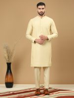 Beige Diamond Threadwork Kurta Set