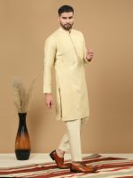 Beige Diamond Threadwork Kurta Set - Image 3