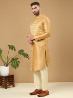 Gold Angrakha Style Kurta Set - Image 3