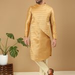 Gold Angrakha Style Kurta Set