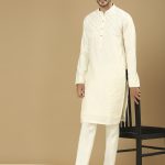 Cream Horizontal Pintuck Kurta Set
