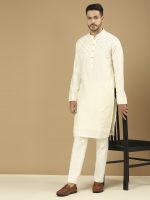 Cream Horizontal Pintuck Kurta Set