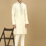 Cream Kurta With Vibrant Threadwork