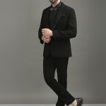 Black Oval Lapel Tuxedo with Satin Detailing Set
