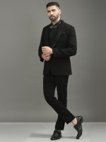 Black Oval Lapel Tuxedo with Satin Detailing Set