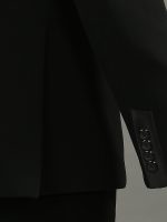 Black Oval Lapel Tuxedo with Satin Detailing Set - Image 4