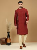 Maroon Angrakha Kurta Set