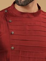 Maroon Angrakha Kurta Set - Image 2