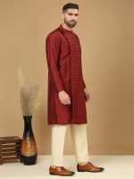 Maroon Angrakha Kurta Set - Image 3