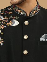 Black Pal-zeleri Sherwani Set - Image 2