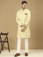 Light Gold Soft Sherwani Set - Image 3