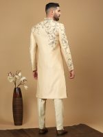 Biscuit Embroidered Sherwani Set - Image 3